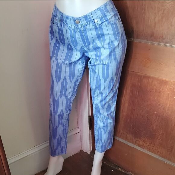 NEW J CREW blue ikat jeans toothpick stretch twill ankle pants 32 - Picture 3 of 10